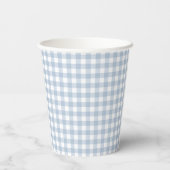 Gingham Simple Bow Dusty Blue Boys Baby shower Papieren Bekers (Achterkant)