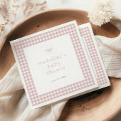 Gingham Simple Bow Dusty Pink Girls Baby shower Servet