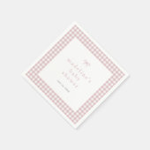 Gingham Simple Bow Dusty Pink Girls Baby shower Servet (Hoek)