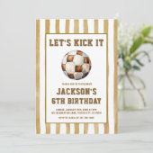 Gingham Soccer Football Birthday Invitation Kaart (Staand voorkant)