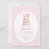 Gingham Some Bunny Is One Birthday Personalized Kaart (Voorkant)