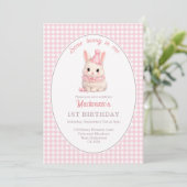 Gingham Some Bunny Is One Birthday Personalized Kaart (Staand voorkant)