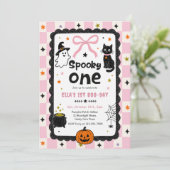 Gingham Spooky One Halloween Verjaardagsfeestje Kaart (Staand voorkant)