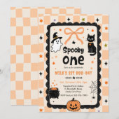 Gingham Spooky One Halloween Verjaardagsfeestje Kaart (Voorkant / Achterkant)