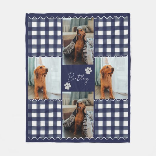 Gingham Squiggle Pet Four Fotolijst Fleece Deken (Voorkant)