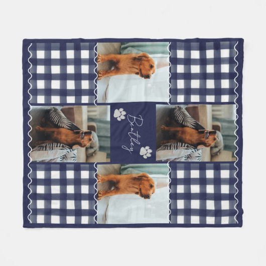 Gingham Squiggle Pet Four Fotolijst Fleece Deken (Voorkant (Horizontaal))