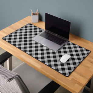 Gingham stijl zwart grijs geruit picknick plaid bureaumat