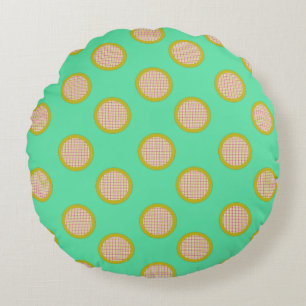 Gingham Stippen, Green Round Pillow Rond Kussen