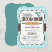 Gingham Stock de Keuken Bruids Douche Uitnodiging (Voorkant / Achterkant)