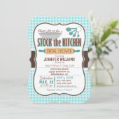 Gingham Stock de Keuken Bruids Douche Uitnodiging (Staand voorkant)
