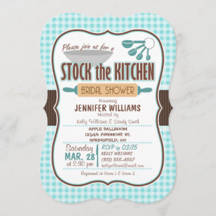 Gingham Stock de Keuken Bruids Douche Uitnodiging