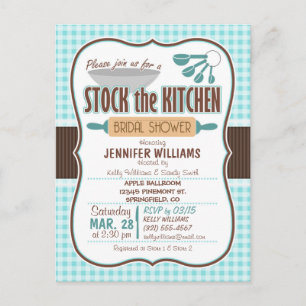 Gingham Stock de Keuken Bruids Douche Uitnodiging Briefkaart