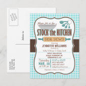 Gingham Stock de Keuken Bruids Douche Uitnodiging Briefkaart (Voorkant / Achterkant)