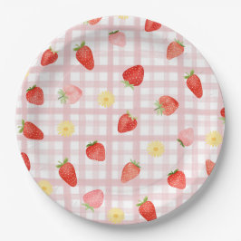 Gingham Strawberry Party Paper Borden Papieren Bordje