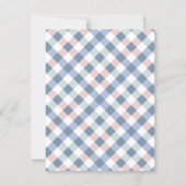 Gingham strik baby shower kaart (Achterkant)