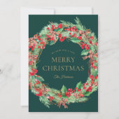 Gingham Strik Kerstdag Krans Foto Kaart (Voorkant)