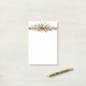 Gingham Strik met Hulstbladeren en Rode Bessen Post-it® Notes (Op bureau)