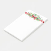 Gingham Strik met Hulstbladeren en Rode Bessen Post-it® Notes (Schuin)