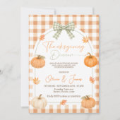 Gingham Strik Pompoen Thanksgiving Uitnodiging (Voorkant)