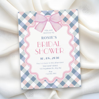 Gingham strik verjaardag kaart