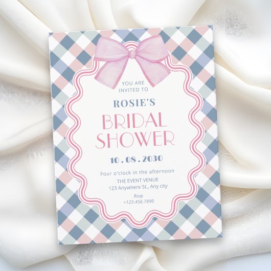 Gingham strik verjaardag kaart