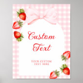 Gingham Strikje Aardbei Tafelbord Poster (Voorkant)