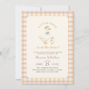 Gingham Strikje Eendje Kleine Gans Baby Shower Kaart