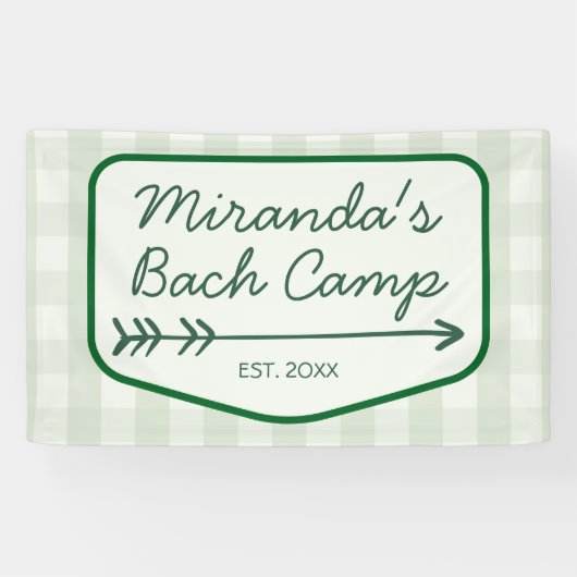 Gingham Summer Bach Camp Green Bachelorette Spandoek (Horizontaal)
