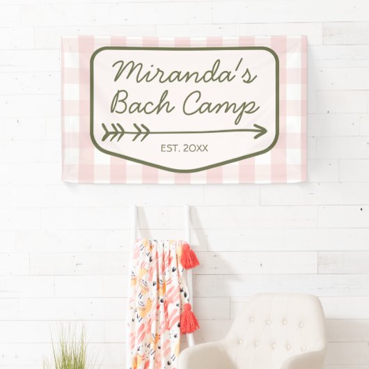 Gingham Summer Bach Camp Roze Groene Bachelorette Spandoek (Insitu)