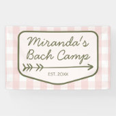 Gingham Summer Bach Camp Roze Groene Bachelorette Spandoek (Horizontaal)