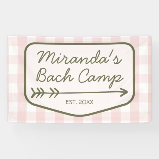 Gingham Summer Bach Camp Roze Groene Bachelorette Spandoek (Horizontaal)