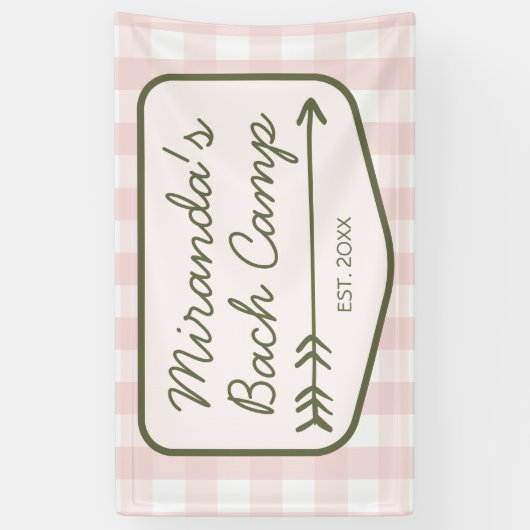 Gingham Summer Bach Camp Roze Groene Bachelorette Spandoek (Verticaal)