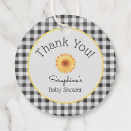 Gingham Sunflower Picnic Baby shower Bedankt Bedankjes Labels