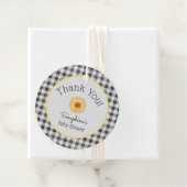 Gingham Sunflower Picnic Baby shower Bedankt Bedankjes Labels (In situ)