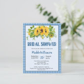 Gingham Sunflower Rustic Bridal Shower Invitation Uitnodiging Briefkaart (Staand voorkant)