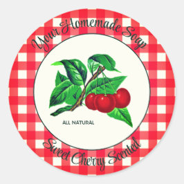 Gingham Sweet Cherry Handmade Soap Label