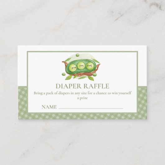 Gingham Sweet Pea In Pod Luier Raffle Baby shower Informatiekaartje (Voorkant)