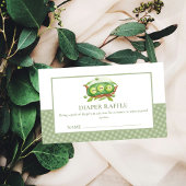 Gingham Sweet Pea In Pod Luier Raffle Baby shower Informatiekaartje