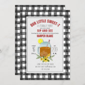 Gingham Sweet Tea Floral Baby Virtual Sip & See Kaart (Voorkant / Achterkant)