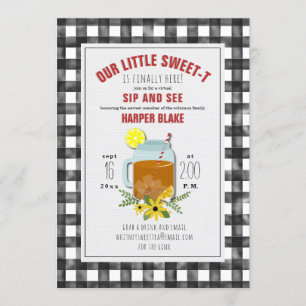 Gingham Sweet Tea Floral Baby Virtual Sip & See Kaart