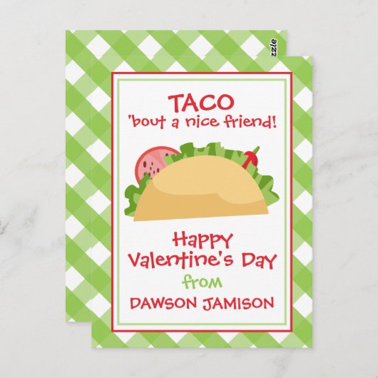 Gingham Taco Persoonlijke Kaarten van de Valentijn (Voorkant / Achterkant)