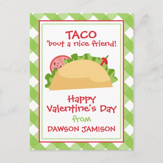 Gingham Taco Persoonlijke Kaarten van de Valentijn (Voorkant)