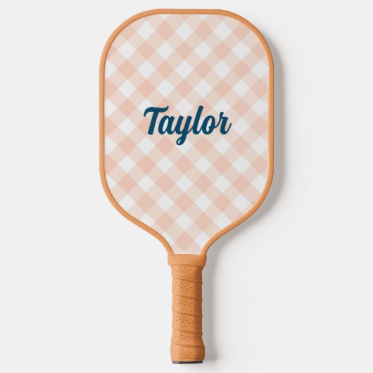 Gingham Tan Pickleball Paddle (Voorkant)