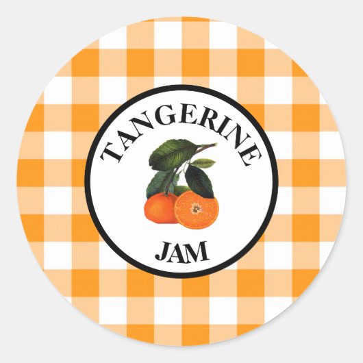 Gingham Tangerinejam Ronde Sticker (Voorkant)