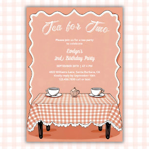 Gingham Tea Party Tea voor twee 2e verjaardag Kaart