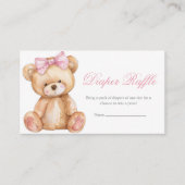 Gingham Teddy Bear Baby shower Luier Raffle Informatiekaartje (Voorkant)