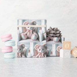 Gingham Teddy Bear op een stoel Cadeaupapier