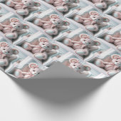 Gingham Teddy Bear op een stoel Cadeaupapier (Hoek)