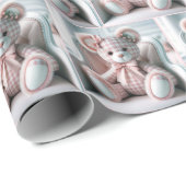 Gingham Teddy Bear op een stoel Cadeaupapier (Rol Hoek)