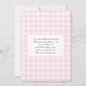 Gingham Teddybeer Meisje Baby Shower Kaart (Achterkant)